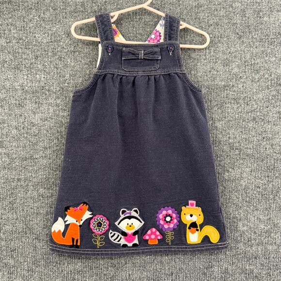 Koala Baby Girls Jumper Overall Pinafore Dress 24 Months 2T Embroidered Applique - Picture 1 of 6